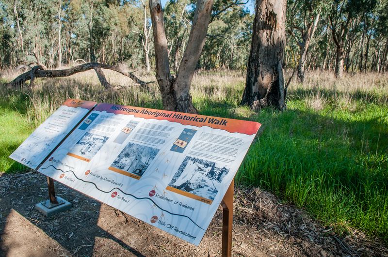 Info board about shepparton VIC and aboriginal history 